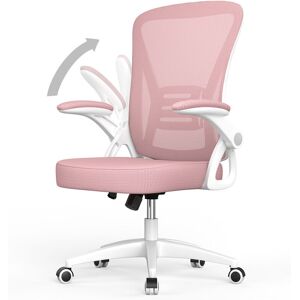 Naspaluro - Office Chair Ergonomic - Bigzzia Desk Chair with 90° Flip-up Armrest Lumbar Support - Executive Swivel Computer Chair - Pink