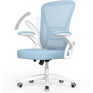 NASPALURO Office Chair Ergonomic - Bigzzia Desk Chair with 90° Flip-up Armrest Lumbar Support - Executive Swivel Computer Chair - Blue