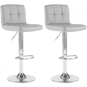 NEO DIRECT Neo 2x Grey Faux Leather Cuban Swivel Bar Stools