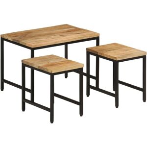 Vidaxl - Nesting Coffee Tables 3 pcs Solid Rough Mango Wood and Iron