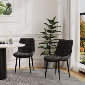 More4homes - nova modern velvet dining chair padded seat metal leg kitchen 2 pcs (Black) - Black