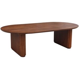 Sweeek - Oblong Coffee Table in Rubberwood and Oak Veneer – Walnut Stain , l 122 x w 65 x h 35 cm – Gabrielle
