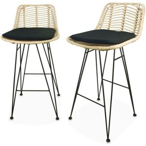 Sweeek - Pair of rattan bar stools 67cm, Cahya , Black, 42x48x90 cm