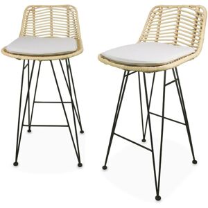 SWEEEK Pair of rattan bar stools 67cm, Cahya , Sand, 42x48x90 cm