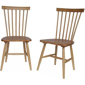 Sweeek - Pair of wooden dining chairs, Romie, Natural, 50.8x44.2x90 cm