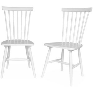 Sweeek - Pair of wooden dining chairs, Romie, White, 50.8x44.2x90 cm