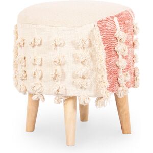 PRIVATEFLOOR Round Pouf Stool - Boho Bali Style - Batty Beige