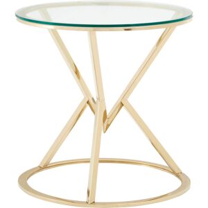 Premier Housewares - Interiors by Premier Versatile Corseted Round Champagne End Table, Geometric Design Statement Table, Unique Lounge Side Table