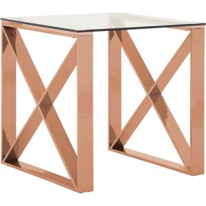 Premier Housewares - Interiors by Premier Durable Rose Gold Cross Legs End Table, Stylish Design Side Table For Livingroom, Versatile Side Table