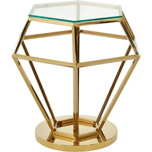 Premier Housewares - Interiors by Premier Distinctive Small Gold Finish Diamond End Table, Prismatic Design Sitting Room Side Table, Sturdy Side Table