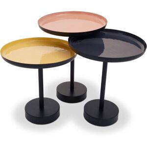 Premier Housewares - Interiors by Premier Versatile Set Of Three Gold And Black Tray Tables, Elegant Sitting Room Table, Durable Statement Side Table