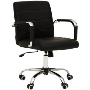 Premier Housewares - Brent Black Leather Effect And Chrome Home Office Chair