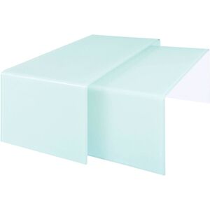 Premier Housewares - Coffee Table For Living Room / Garden White Low Outdoor Coffee Tables Bent Glass Set of 2 Nested Square Furniture 42 x 85 x 50