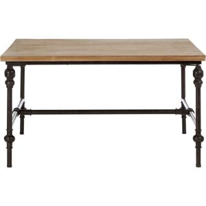 Premier Housewares Interiors by Premier Wood Top Coffee Table, Industrial Style Coffee table, Square Coffee Table, Wood Top Metal Coffee Table