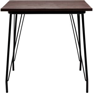 Premier Housewares - Interiors by Premier Black Metal and Elm Wood Table, Large Square Table, Outdoor Dining Table for Lawn, Patio