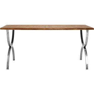 Premier Housewares - Interiors by Premier Rustic Wood Top Dining Table, Modern Rectangular Dining Table, Contemporary Wood and Metal Dining Table