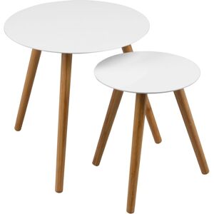 Premier Housewares - Interiors by Premier Round Nest of 2 Tables, High Gloss White Finish Nesting Table, Long Lasting Coffee Tables for Living Room