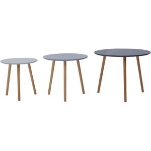 Premier Housewares - Interiors by Premier Set of 3 Round Tables, Triangular Coffee Tables Set, Long Lasting Rounded Top Wood Table for Indoor, Outdoor