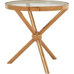 Premier Housewares - Interiors by Premier Durable Round Rose Gold Side Table, Unique Metallic Bedside Table, Versatile And Compact Small Lounge Table