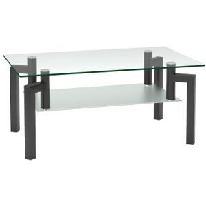 DEWDAT Rectangle Black Glass Coffee Table, Clear Coffee Table,Modern Side Center Tables for Living Room, Living Room Furniture