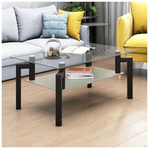 Dewdat - Rectangle Black Glass Coffee Table, Clear Coffee Table,Modern Side Center Tables for Living Room, Living Room Furniture