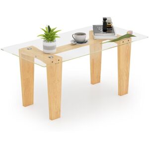 Costway - Rectangle Coffee Table Modern Tempered Glass Top Accent Table Sofa Center Table