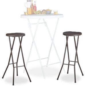 Relaxdays - bastian Folding Bar Stools Set of 2, Waterproof, 80 cm Tall, Breakfast Chair Double Pack, Plastic, Counter Seat, Brown