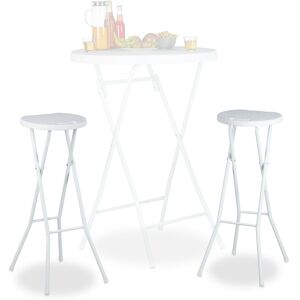 Relaxdays - bastian Folding Bar Stools Set of 2, Waterproof, 80 cm Tall, Breakfast Chair Double Pack, Plastic, Counter Seat, White