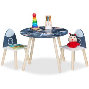 Relaxdays - Kids Table & 2 Chairs Set, 3-Piece, Playroom Furniture, Space Dino, Children's Room Seating, Multicoloured