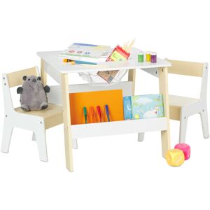 Relaxdays - Children's Table and 2 Chairs, Kids' Furniture Combination, for Boys and Girls, 51 x 55 x 69 cm, Beige/White