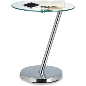Relaxdays - Coffee Table Glas and Chrome, Round Side Table for Coffee Tea, End table Garden, h x w x d: 52 x 45 x 45 cm, Silver