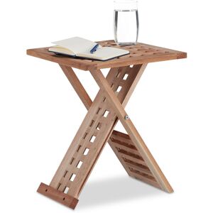 Relaxdays - Folding Side Table, Foldable Coffee Table Walnut, Small Nightstand, Square, hwd: 40.5 x 33 x 33 cm, Natural