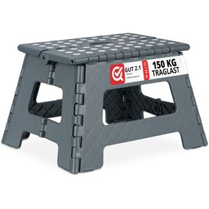 Set of 4 Relaxdays Folding Stools m, Portable, Step Stool, up to 120 kg, Plastic, 22 cm Tall, Dark Grey