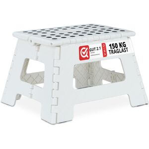 Set of 2 Relaxdays Folding Stools m, Portable, Step Stool, up to 120 kg, Plastic, 22 cm Tall, White
