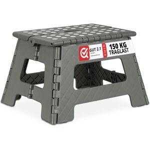 Set of 10 Relaxdays Folding Stools m, Portable, Step Stool, up to 120 kg, Plastic, 22 cm Tall, Light Grey
