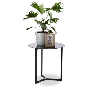 Relaxdays - Round Glass and Metal Side Table, Decorative Lounge Stand, h x w x d: 51 x 50 x 50 cm, Black