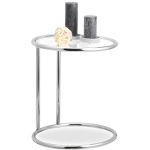 Relaxdays - Round Side Table, Metal Frame, Glass Tabletop, Living Room, Decorative, Designer Stand, HxD 53 x 45 cm, Silver
