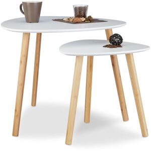 Relaxdays - Set of 2 Nesting Tables, Compact End Tables in Nordic Design, Flower Stands and Newspaper Coffee Tables, White