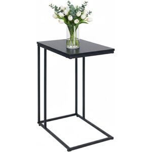 Relaxdays side table, HxWxD: 64 x 50 x 35 cm, MDF, metal, C-shape, table for sliding under, living room, black
