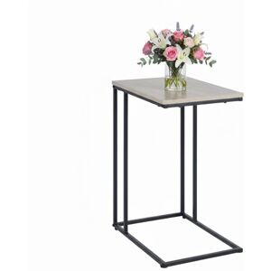 Relaxdays side table, HWD: 64 x 50 x 35 cm, MDF, metal, C-shape, coffee table, living room, black/natural