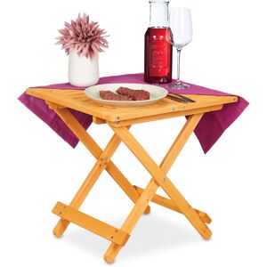 Relaxdays Wooden Folding Table, Balcony & Terrace or Camping, Portable, Stable, Side Tray HWD: 50x50x50 cm, Natural Wood