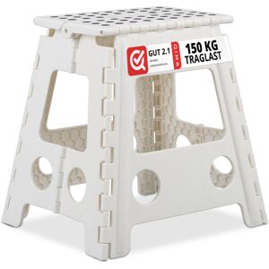 Set of 10 Relaxdays Folding Stools xl, Portable, Large Bathroom Step Stool, For up to 120 kg, Plastic, 39.5 cm, White