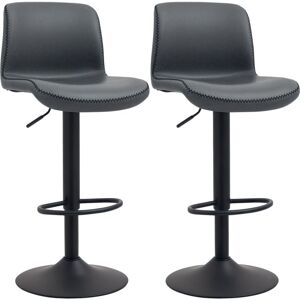 HOMCOM Retro Barstools Set of 2 pu Leather Adjustable Height Swivel Bar Chairs Dark Grey