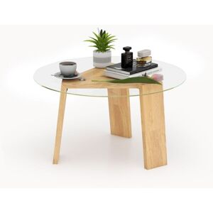 Costway - Round Coffee Table Modern Tempered Glass Top Accent Table Sofa Center Table