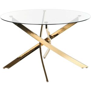 Beliani - Round Glamour Dining Table ⌀120 cm Tempered Glass Top Gold Accent Legs Maramo