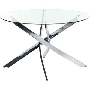 Beliani - Round Glamour Dining Table ⌀120 cm Tempered Glass Top Silver Accent Legs Maramo