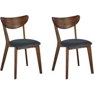 Beliani - Set of 2 Accent Dining Chairs Padded Polyester Seat Rubberwood Dark Wood Erie