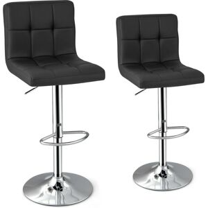 Costway - Set of 2 Bar Stool pu Leather Counter Height Chair 360° Swivel Adjustable Height
