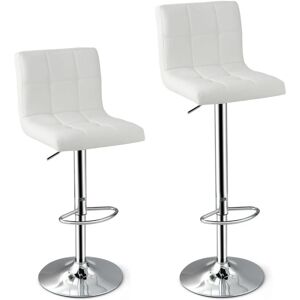 Costway - Set of 2 Bar Stool pu Leather Counter Height Chair 360° Swivel Adjustable Height