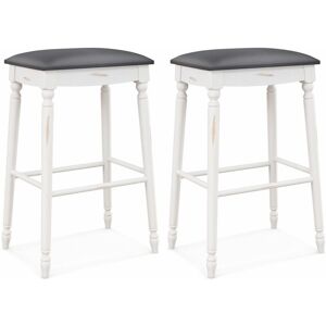 Costway - Set of 2 Bar Stools Dining Counter Height Chair Modern Upholstered Pub Stool 29�M1A11237WH-29